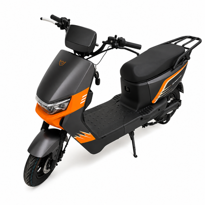 WindHorse M5 Pro Two Seaters E-Bike front angled view in grey and orange