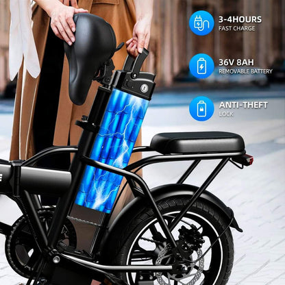 WindHorse W2A Pedal Assisted Two Seater Foldable Electric Bike with Detachable Battery