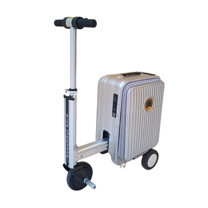 Electric Ride-On Suitcase 20L Silver front angle view
