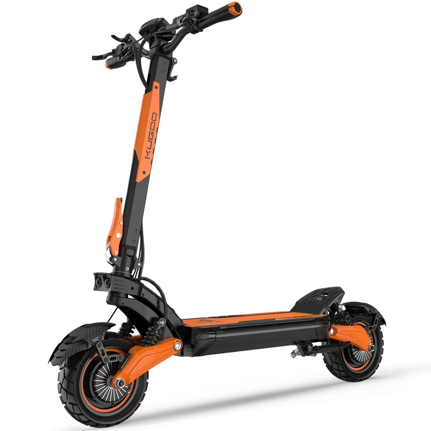 Kugoo LX10 Pro 2800W dual motor electric scooter in black and orange front three-quarter view