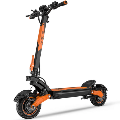 Kugoo LX10 Pro 2800W dual motor electric scooter in black and orange front three-quarter view