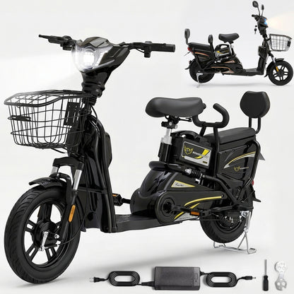 Windhorse M2 Dual Seater Electric Delivery Bike in UAE in Black Color angled view