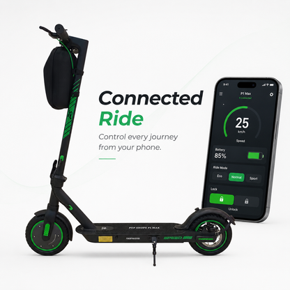 M365 P1 MAX electric scooter with mobile app connectivity and smart ride controls