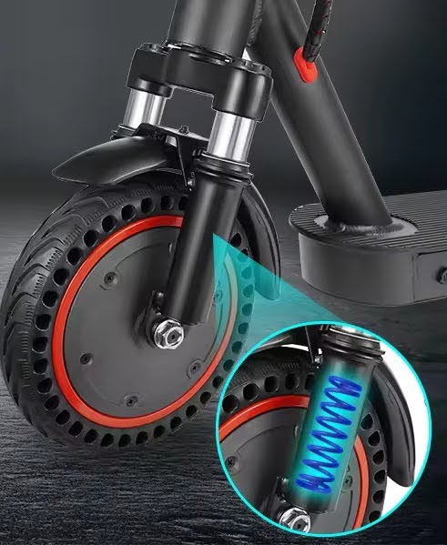 M365 Pro electric scooter dual front suspension close-up