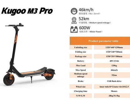 Kugoo M3 PRO 600w Stylish E-Scooter - RockFlock