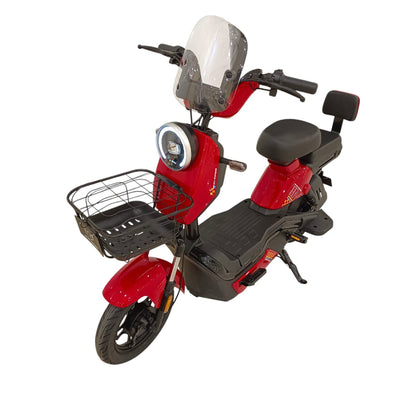 WindHorse M6 electric bicycle front three-quarter view with windshield