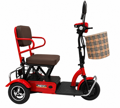 MM-01 Tri-Wheels Single Seater Mobility Scooter red color side profile