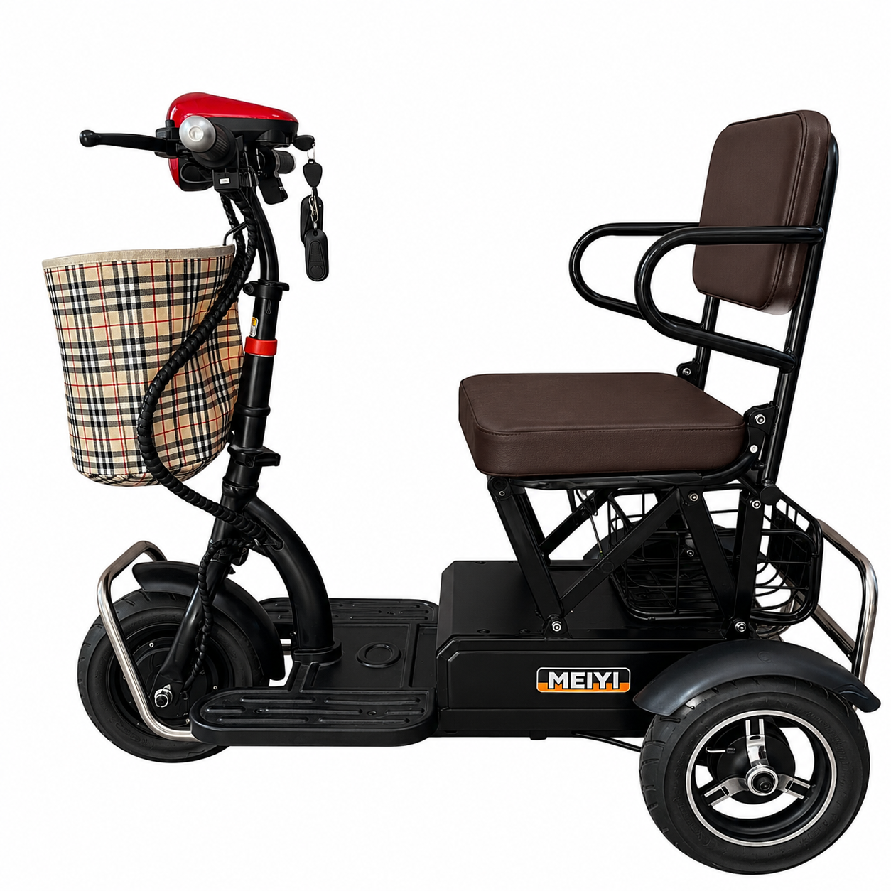 MM-01 Tri-Wheels Mobility Scooter left side profile with adjustable handle