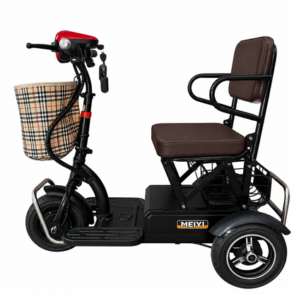 MM-01 Tri-Wheels Mobility Scooter left side profile with adjustable handle