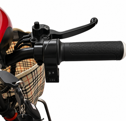 MM-01 Mobility Scooter right handlebar controls with throttle and brake lever