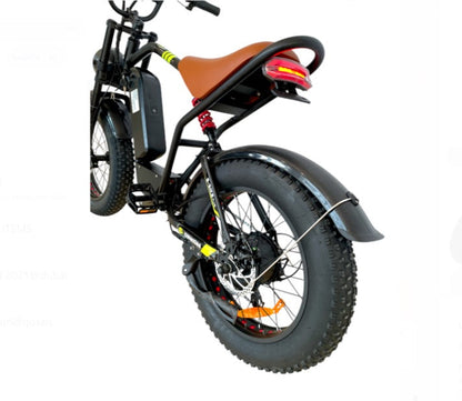 Rear wheel of S1 Fat Tire E-Bike with disc brake, hub motor, suspension and wide 20x4 inflatable tire
