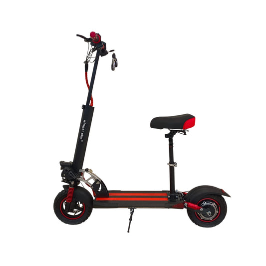 Winner Sky E10-T13 Plus E-Scooter in red with removable seat, front suspension and foldable alloy body