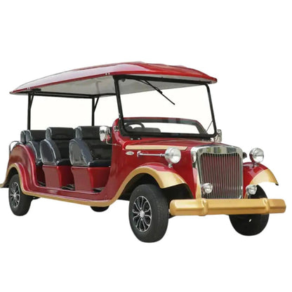 Luxury Classic Vintage Crusader 8 Passenger Electric Golf Cart side front view for hotels golf clubs and resorts