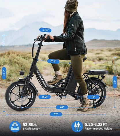 WindHorse W2B electric bike dimensions and rider fit guide