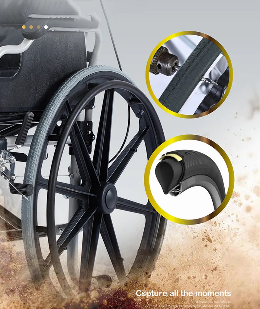 S01 Widened seat manual Wheel chair, Tires view