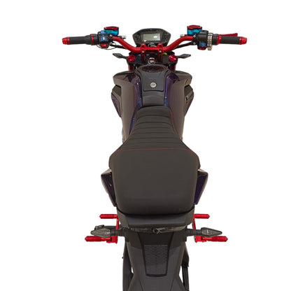 Comfortable two-seater ergonomic seat of A-2 Electric Motorcycle.
