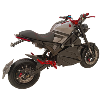 A-1 Two Seaters Stylish Electric Motorcycle silver right angled three-quarter view