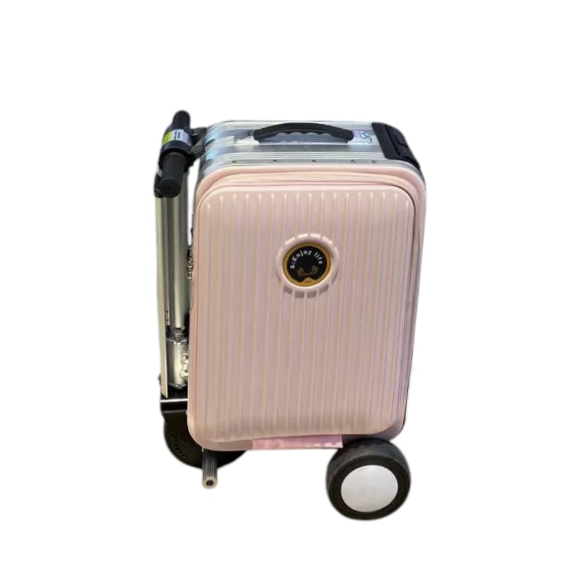 Electric Ride-On Suitcase 20L Pink folded travel mode