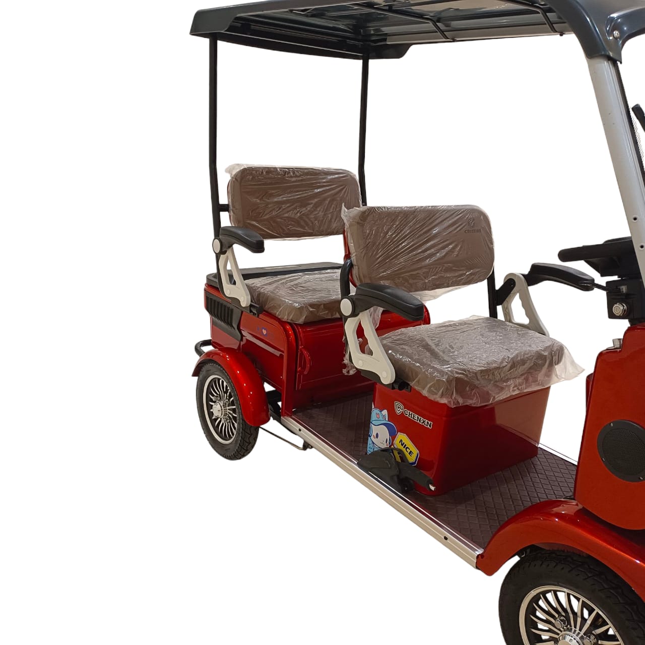 T13 Eco Size Four Wheel 3 Passengers Seat Electric Golf Cart | Equipped with Music Speakers & Reverse Mode |