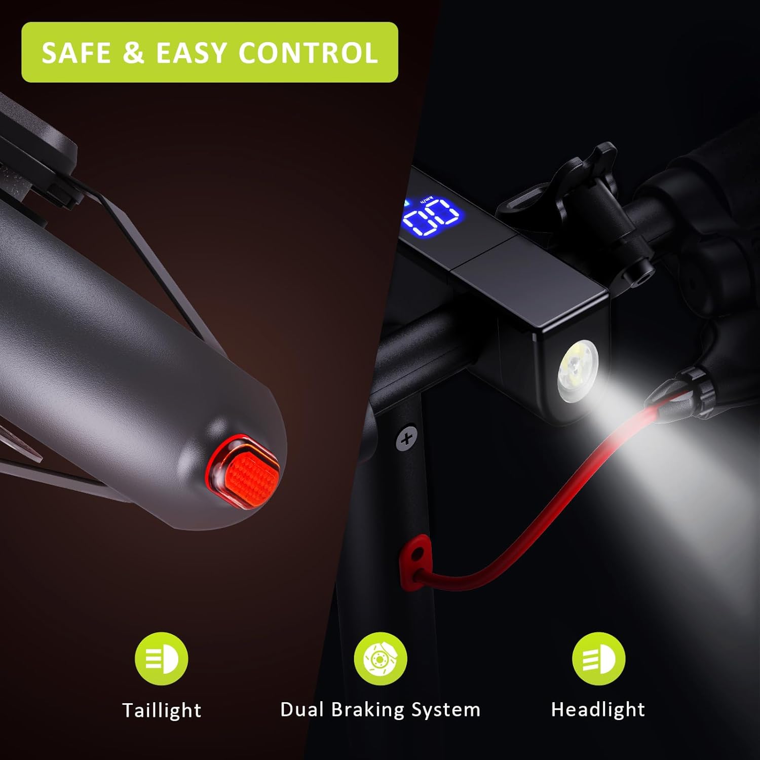 WindHorse T1 LED headlight, taillight and dual braking system
