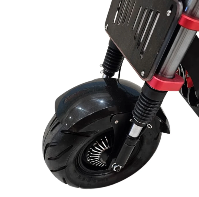T5 Monster front wheel and dual suspension detail