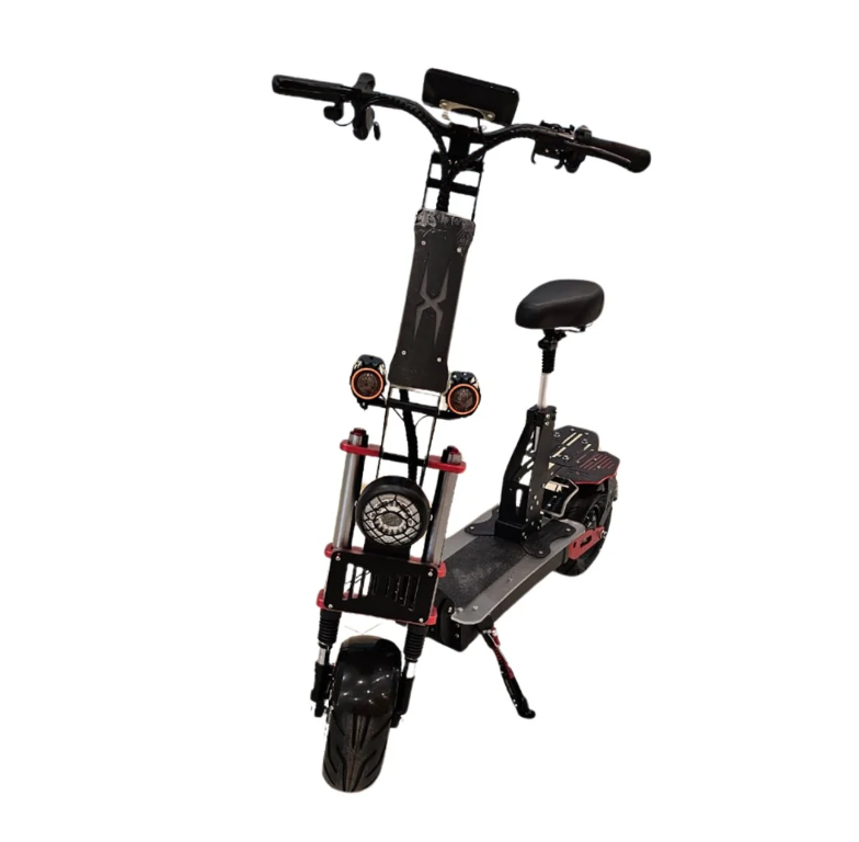 T5 Monster electric scooter front angle with dual suspension