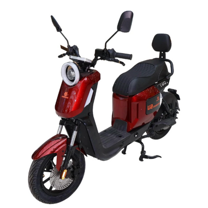 U002A Moped Style Two Seater E-Bike red