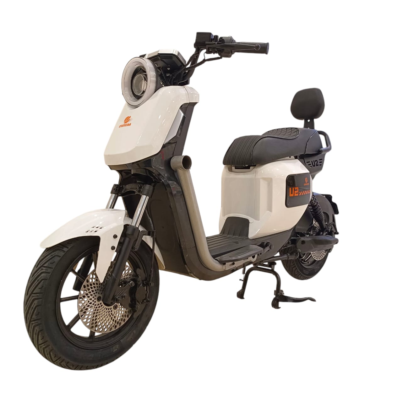 U002A Moped Style Two Seater E-Bike right front view