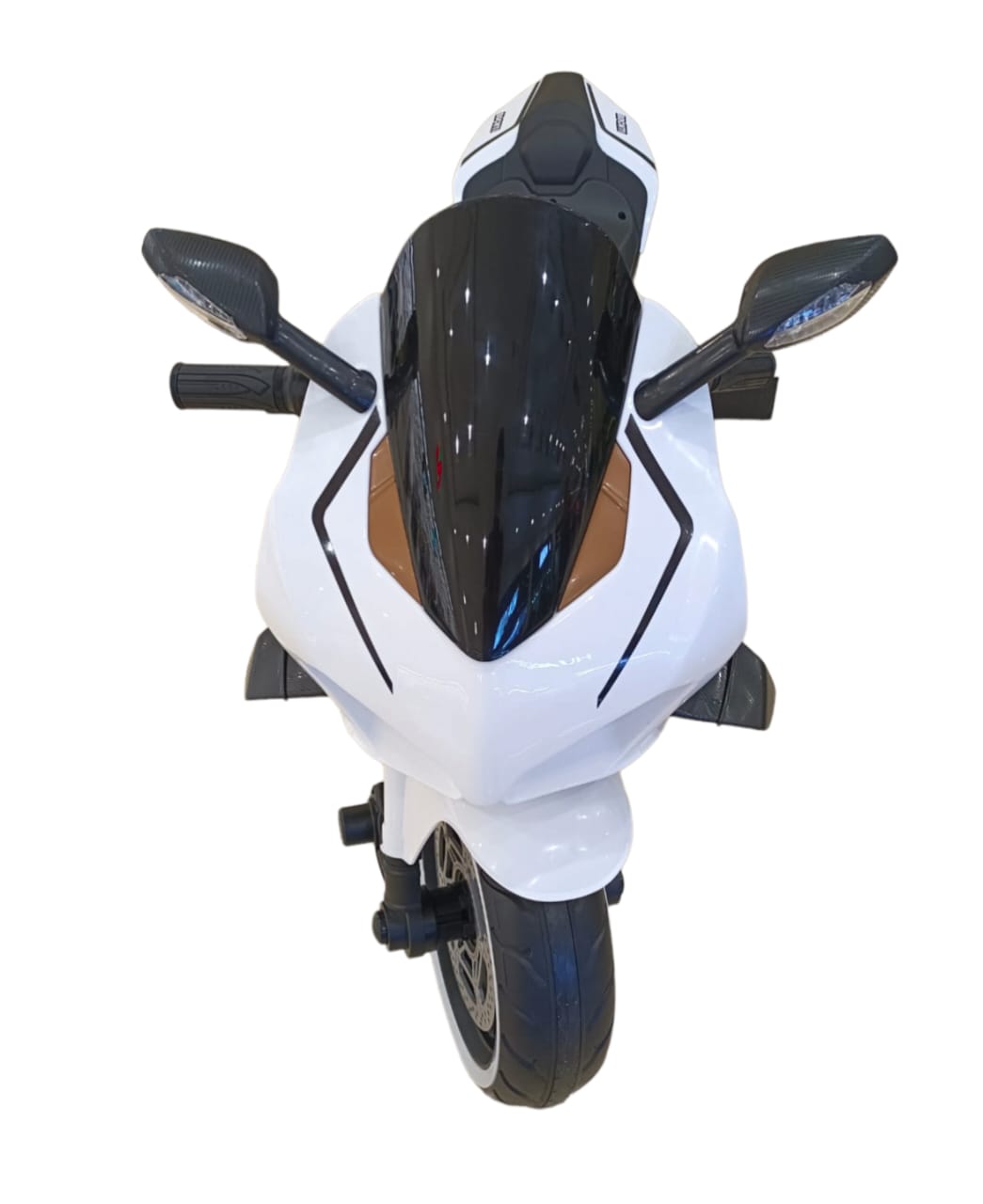 V5R Baby Electric Motor Bike-White, Front View