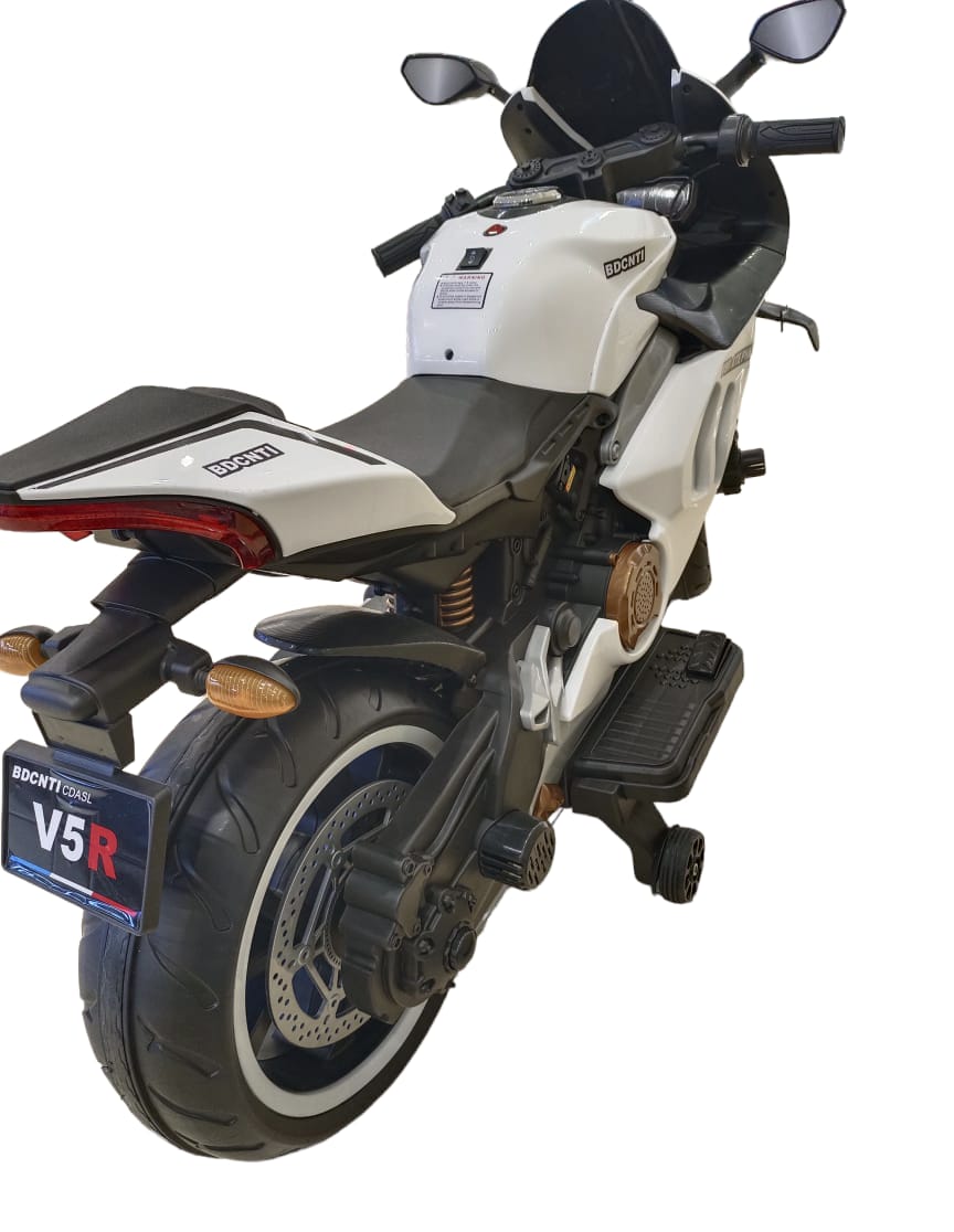 V5R Baby Electric Motor Bike-White, Right Side View