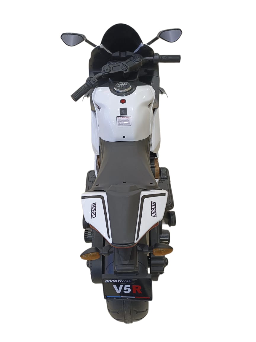 V5R Baby Electric Motor Bike-White, Back Side