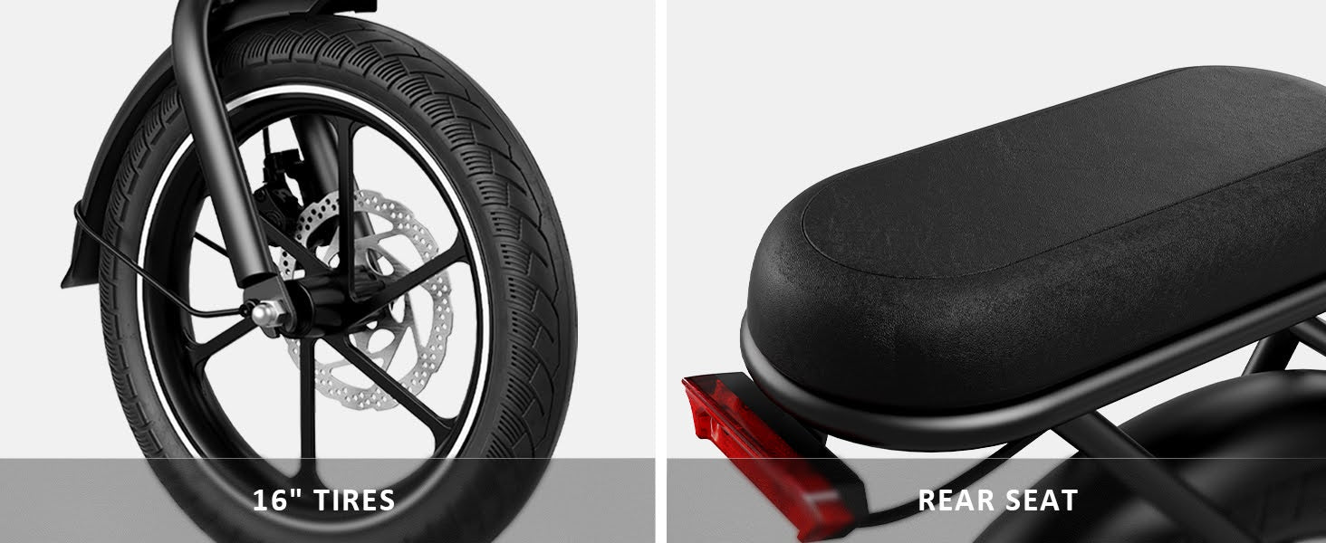 WindHorse W2A 16-inch tubeless tires and rear passenger seat