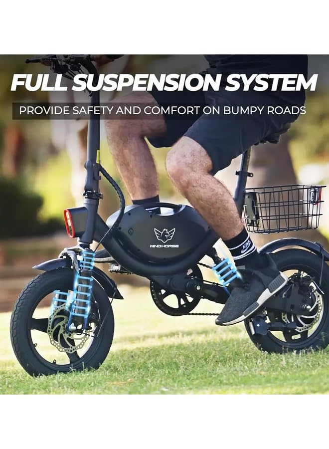 WindHorse W3 E-Bike with front and rear suspension for comfortable riding
