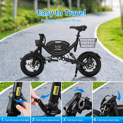 WindHorse W3 foldable handlebar pedal assisted E-Bike for easy storage