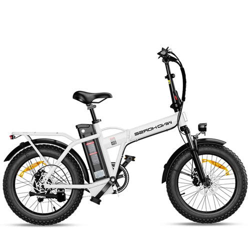 White WindHorse W4A foldable pedal assisted fat tire hybrid e-bike side view