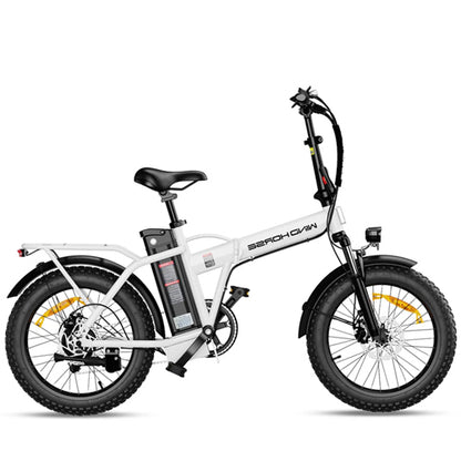 White WindHorse W4A foldable pedal assisted fat tire hybrid e-bike side view
