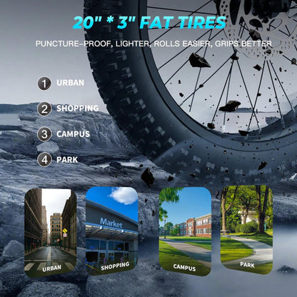WindHorse W4A 20 inch fat tire electric bike for urban and recreational riding