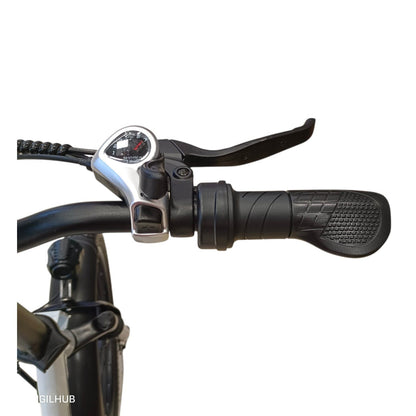 WindHorse W4A hybrid e-bike Shimano 7 speed gear shifter and handlebar grip