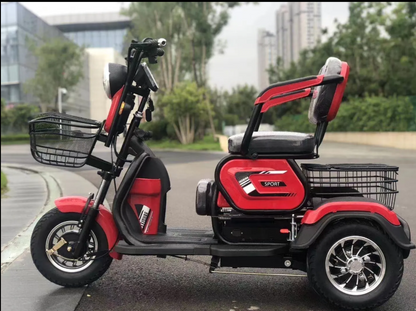 RockFlock W7 Electric Trike Riding Outdoors with Convertible Passenger Seats