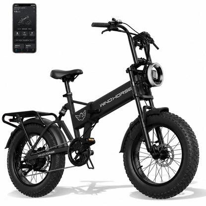 WindHorse WO Pro hybrid fat tire e-bike with front light and app control