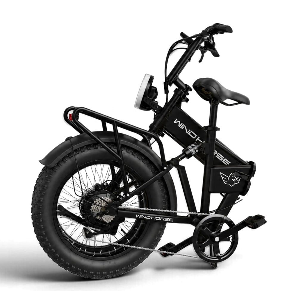 WindHorse WO Pro electric folding fat tire bike in compact folded position