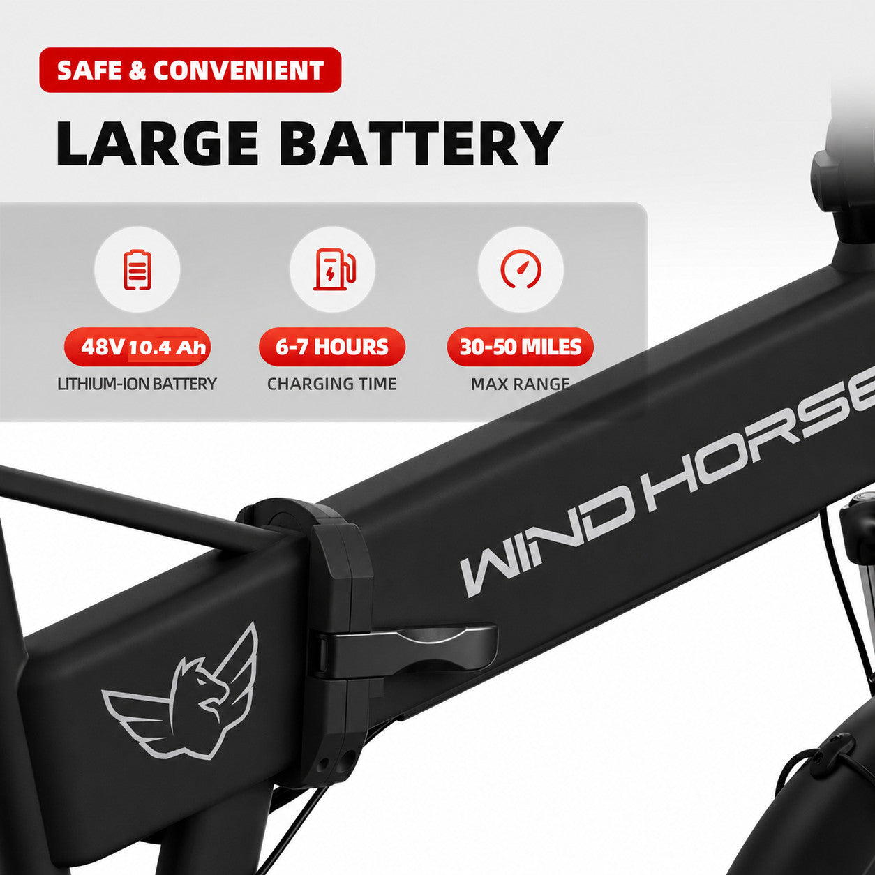 WindHorse WO Pro folding e-bike with 48V 10.4Ah lithium battery