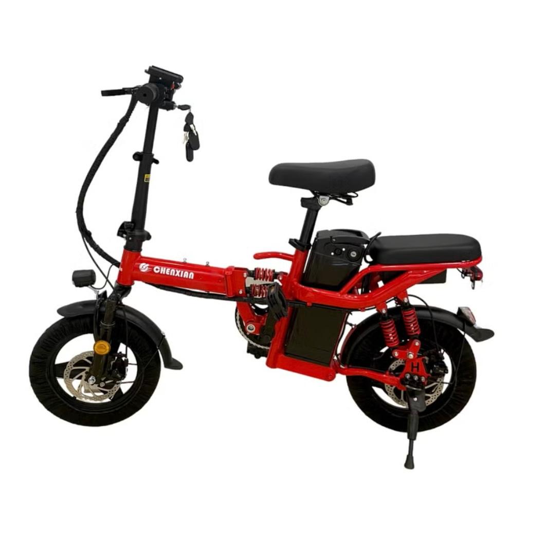 Red folding electric bike side profile