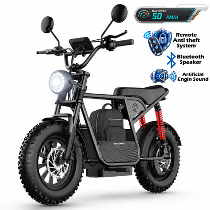 WindHorse D1 e-bike with anti-theft system, Bluetooth speaker and artificial engine sound