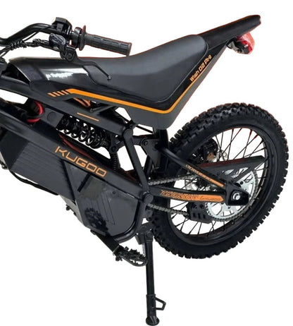 Kugoo Wish 02 Pro electric dirt bike rear section with suspension and off-road tyre