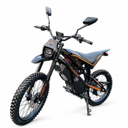Kugoo Wish 02 Pro electric dirt bike black front three-quarter view with off-road tyres