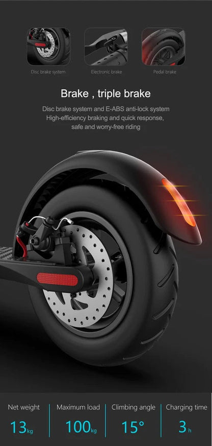 X7 foldable electric scooter rear disc brake and braking system