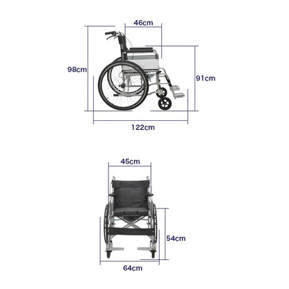 XT-T007 Manual Wheel Chair with toilet convenient, measurement picture
