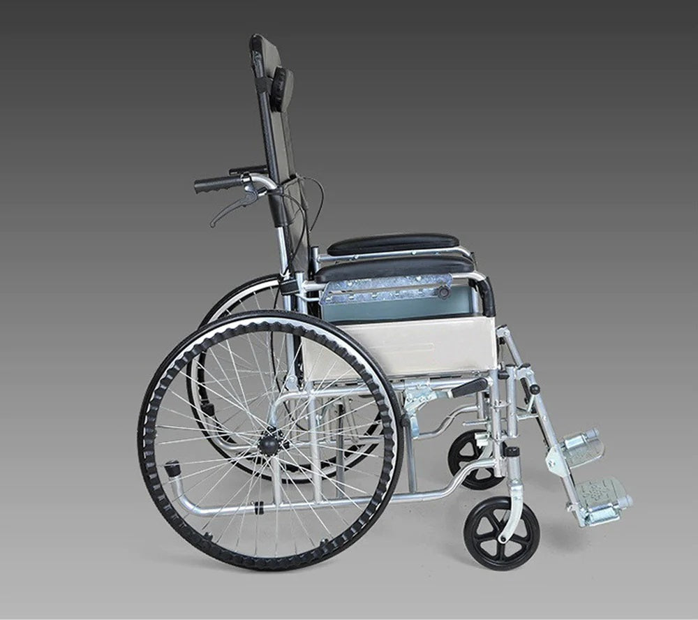 XT-D004 Manual Wheel Chair With Toilet Convenient, Side View