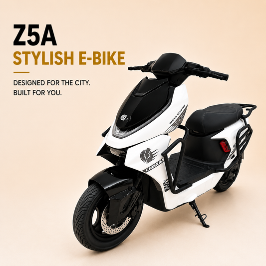 Z5A Stylish E-Bike white and black front angle view
